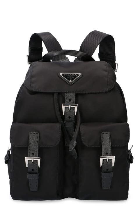 prada stud-detail belt black nylon leather backpack|prada belt backpack.